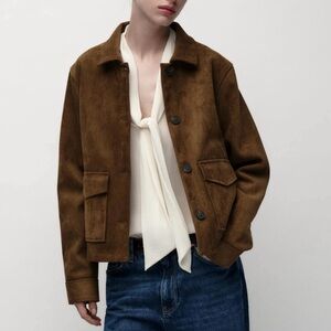 NWOT Zara Women's Classic Black Faux Suede jacket